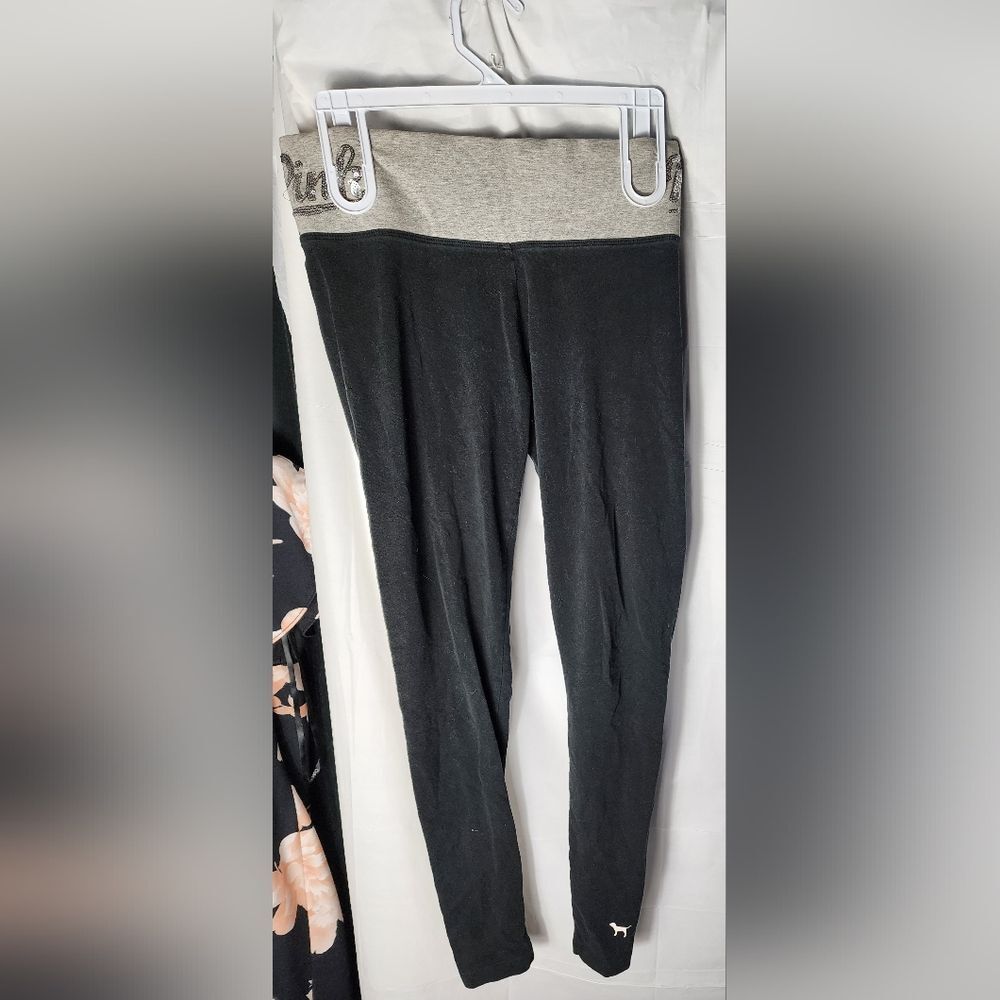 Victoria's Secret Black Leggings with Gray Waistband Y2k XS